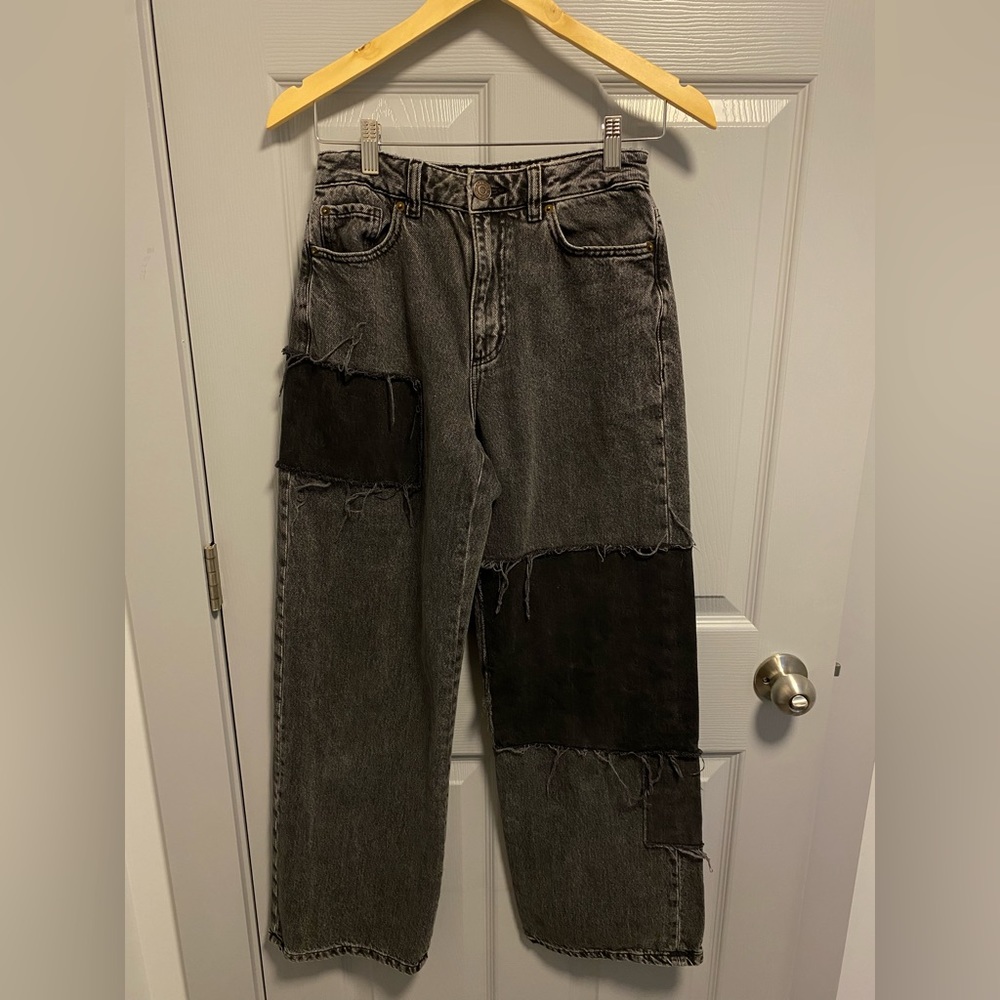 Garage patch work wide leg jeans